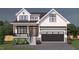 Charming two-story home with a black metal roof, white siding, and a black garage door at 135 Gary Rd, Carrboro, NC 27510