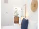 Partial view of bedroom with an ensuite bathroom featuring modern fixtures and stylish design elements at 1409 Valley, Durham, NC 27707