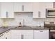 Contemporary kitchen with white cabinets, black countertops, and stainless steel appliances at 1409 Valley, Durham, NC 27707