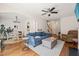 Open-concept living room with hardwood floors and lots of natural light at 1617 Heritage Garden St, Wake Forest, NC 27587