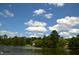 Scenic lake view with lush greenery and a beautiful blue sky with fluffy clouds at 1815 Chandellay Dr, Durham, NC 27705