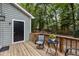 Wood deck with table and chairs and a view of the backyard at 1815 Crystal Downs Lane, Raleigh, NC 27604
