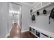 Entryway with wood flooring and hall tree with storage at 184 Elgin Ct, Burlington, NC 27215