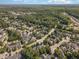 Expansive aerial view of a neighborhood with lush trees and well-maintained homes under a bright sky at 20002 Fountain, Chapel Hill, NC 27517