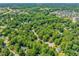 This aerial view reveals a peaceful neighborhood surrounded by lush green trees and serene streets at 221 Antique Lace Way, Holly Springs, NC 27540