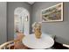 Dining area with view of entryway and features seating and wall art at 2504 State St, Durham, NC 27704