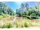 Stunning property showcasing a large pond with fountain feature and lush natural surroundings at 3564 Lower Moncure Rd, Sanford, NC 27330
