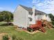 Well-maintained backyard with a red deck, green grass, and easy access to the home at 400 Nottinghill Walk, Apex, NC 27502