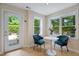 Cozy breakfast nook featuring a round table, comfortable chairs, and beautiful outdoor views at 409 Englewood Dr, Chapel Hill, NC 27514