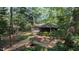 Secluded backyard oasis with mature trees, landscaped garden, and outdoor living space at 5315 Mccormick Rd, Durham, NC 27713
