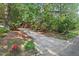 View of home from the driveway through mature trees and landscaping at 5315 Mccormick Rd, Durham, NC 27713