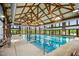 Spacious indoor pool with ample natural light, clear water, and comfortable seating for year-round enjoyment and relaxation at 575 Tomkins Loop, Cary, NC 27519