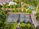 Aerial view showcasing well-maintained community tennis courts with lush surroundings, offering a premium recreational amenity at 575 Tomkins Loop, Cary, NC 27519