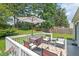 Backyard featuring a patio with an umbrella and comfortable seating at 611 Quartz Dr, Durham, NC 27703