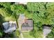 Overhead shot of a residential property surrounded by lush trees, showcasing the neighborhood at 716 Sandra St, Garner, NC 27529