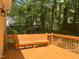 Wooden deck with built-in seating providing a tranquil outdoor space overlooking the leafy backyard at 8100 Laurel Mountain Rd, Raleigh, NC 27613