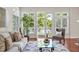 Bright living room featuring large windows, hardwood floors, stylish furniture, and glass doors to the outside at 81002 Alexander, Chapel Hill, NC 27517