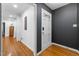 Inviting entryway with hardwood floors and modern paint scheme at 914 Cindy St, Cary, NC 27511