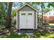 Charming shed with double doors, providing extra storage in a landscaped backyard setting at 1022 Carolina Ave, Durham, NC 27705