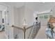 Upstairs hallway with a chandelier, a television, and an upstairs room at 108 Ribbon Walk Ln, Holly Springs, NC 27540