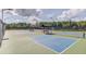 Well-maintained pickleball courts featuring benches, and lush landscaping, perfect for recreation and leisure at 108 Ribbon Walk Ln, Holly Springs, NC 27540