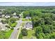 Neighborhood aerial shot of tree-lined streets and well-maintained homes under a partly cloudy sky at 1505 Mclaurin Ln, Fuquay Varina, NC 27526