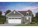 Detached two-car garage showcasing a white carriage door and gray horizontal siding at 173 Churchill Way, Clayton, NC 27520