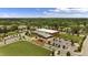 Aerial view of a Garner Recreation Center and surroundings with the Raleigh skyline in the distance at 202 Purvis St, Garner, NC 27529