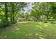 Spacious, grassy backyard with mature trees, perfect for outdoor activities and relaxation at 2410 Huron St, Durham, NC 27707