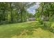 Expansive backyard surrounded by mature trees, offering privacy and a serene outdoor space at 2410 Huron St, Durham, NC 27707