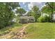Secluded backyard featuring lush greenery and a charming cottage-style home at 2410 Huron St, Durham, NC 27707