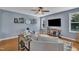 Comfortable living room featuring hardwood floors, and stylish decor at 2605 Bloomsberry Ridge Dr, Fuquay Varina, NC 27526