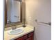 Bathroom with a mirror, vanity, and towel rack, all essential amenities at 5810 Shady Grove Cir, Raleigh, NC 27609
