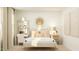 Cozy bedroom features a bed, nightstand, desk, shelving, and natural light at 66 Digging Time Ave, Princeton, NC 27569
