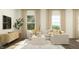 Bright living room showcasing a modern sectional sofa, patterned rug, and stylish decor at 66 Digging Time Ave, Princeton, NC 27569