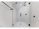 Modern shower with glass door, white marble and sleek fixtures at 8420 Bells Lake Rd, Apex, NC 27539