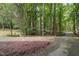 View of the front yard leading up to the house, showcasing its natural surroundings at 10836 Wilmore Dr, Raleigh, NC 27614