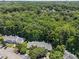 Aerial view of homes surrounded by a dense forest canopy on a sunny day at 144 Greenmont Ln, Cary, NC 27511