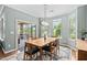Cozy dining room featuring hardwood floors and a sliding glass door leading to a screened porch at 1523 Anthology Dr, Durham, NC 27703