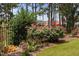 Beautifully landscaped garden with vibrant flowers, lush greenery, and decorative fencing at 1523 Anthology Dr, Durham, NC 27703