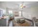 Bedroom with hardwood floors, neutral paint, and ceiling fan at 175 Hawkesburg Dr, Clayton, NC 27527