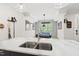 Recreation room featuring a pool table, sink, and large picture window with window shutters at 175 Stonecrest Way, Pittsboro, NC 27312