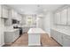 Bright kitchen featuring gray cabinets, white countertops, a spacious island and stainless steel appliances at 1812 Gazania Dr, Fuquay Varina, NC 27526