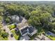 Stunning aerial view of neighborhood featuring mature trees, well-maintained lawns, and beautiful homes at 2114 Cowper Dr, Raleigh, NC 27608