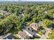 Expansive aerial view showcasing a home with pool surrounded by trees, with cityscape in the distance at 2114 Cowper Dr, Raleigh, NC 27608