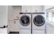 Convenient laundry room with front-load washer, dryer, sink, and cabinet space at 2114 Cowper Dr, Raleigh, NC 27608