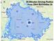 Map showing the 35 minute driving radius from the property in Raleigh, NC at 2804 Barmettler St, Raleigh, NC 27607