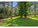 Lush backyard showcasing mature trees and landscaping at 3109 Gold Dust Ln, Willow Springs, NC 27592