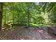 An overview of the backyard, featuring a creek and shaded by lush trees at 3263 S Jim Minor Rd Rd, Haw River, NC 27258