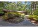 Exterior of home with stone siding, dark siding, and front yard garden at 5836 Sandstone Dr, Durham, NC 27713